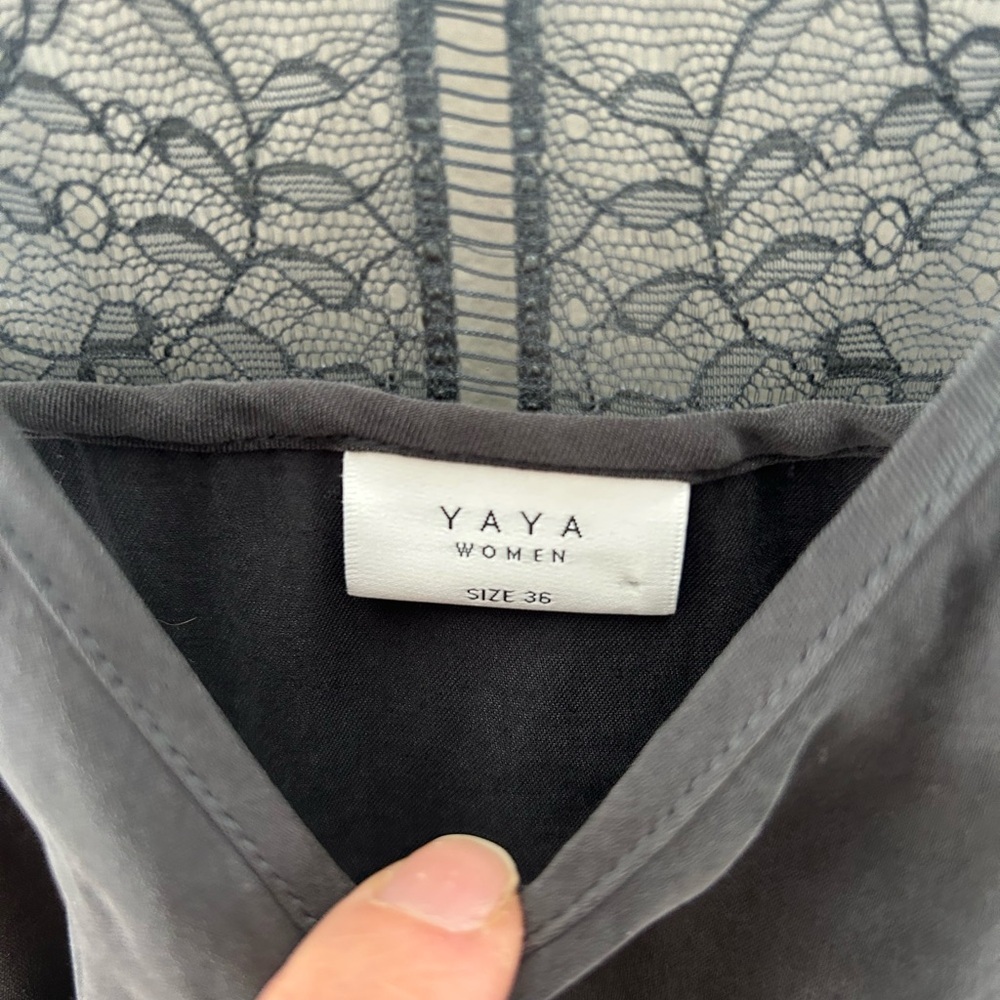 YAYA Boutique Lace Back Slate Grey Column Cami Slip Mini Dress - Picture 4 of 5